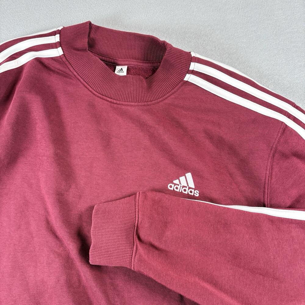 Adidas Youth Medium 12-14 Maroon 3 Stripe Crewneck Sweatshirt